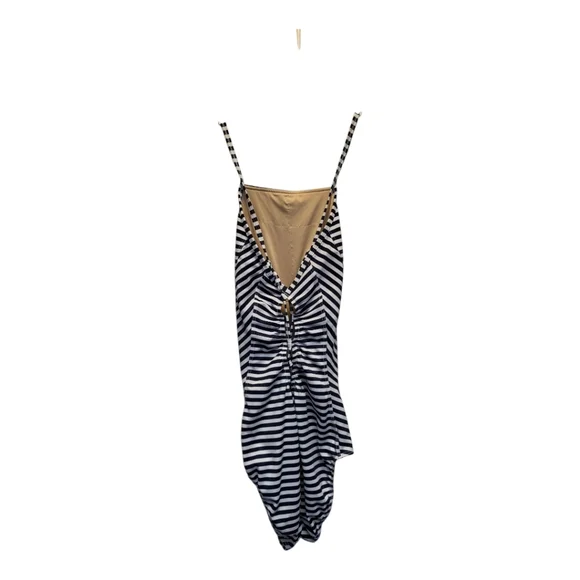Albion FIT Navy Striped Halter Neck Tie-back One-Piece Swimsuit - Size XS - Picture 4 of 5